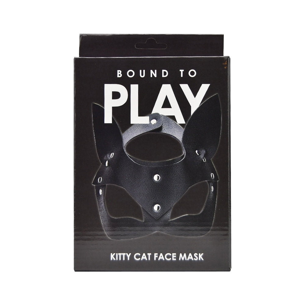 Bound to Play Kitty Cat Face Mask (Black) – Adjustable PU Leather Mask > Bondage Gear > Masks