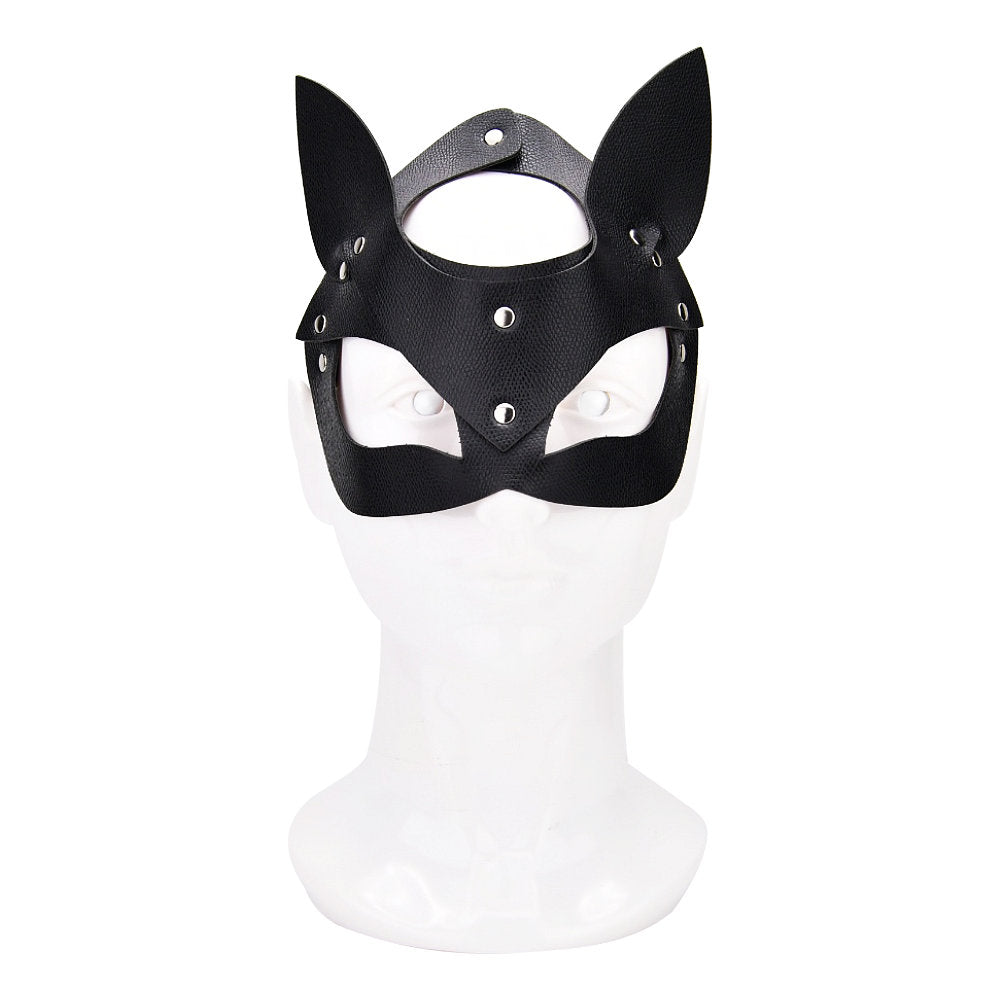 Bound to Play Kitty Cat Face Mask (Black) – Adjustable PU Leather Mask Default Title > Bondage Gear > Masks