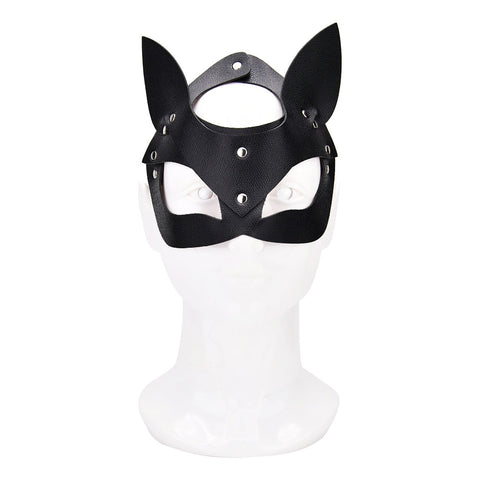 Bound to Play Kitty Cat Face Mask (Black) – Adjustable PU Leather Mask Default Title Masks
