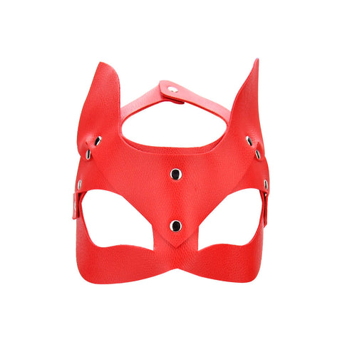 Bound to Play Kitty Cat Face Mask (Red) – Adjustable PU Leather Mask Masks