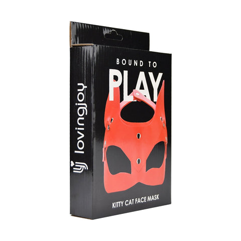 Bound to Play Kitty Cat Face Mask (Red) – Adjustable PU Leather Mask Masks