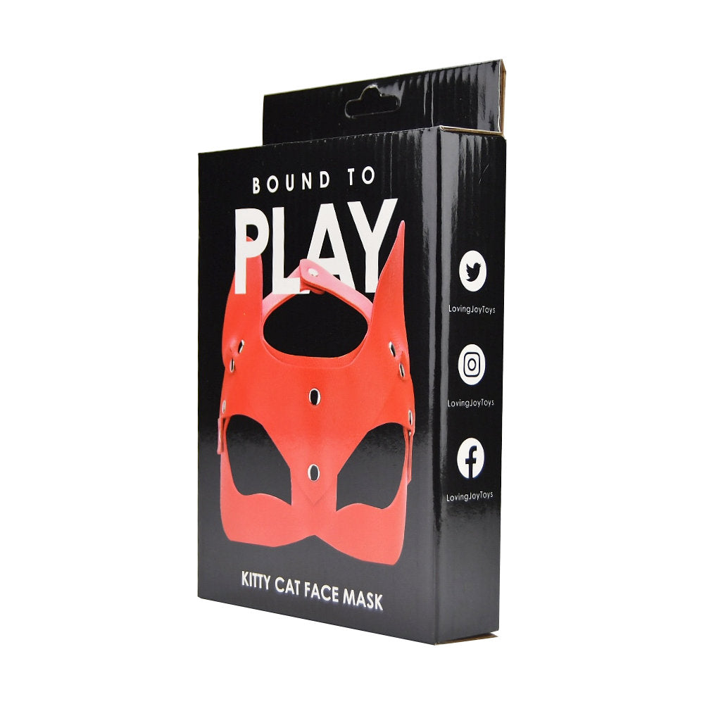 Bound to Play Kitty Cat Face Mask (Red) – Adjustable PU Leather Mask > Bondage Gear > Masks
