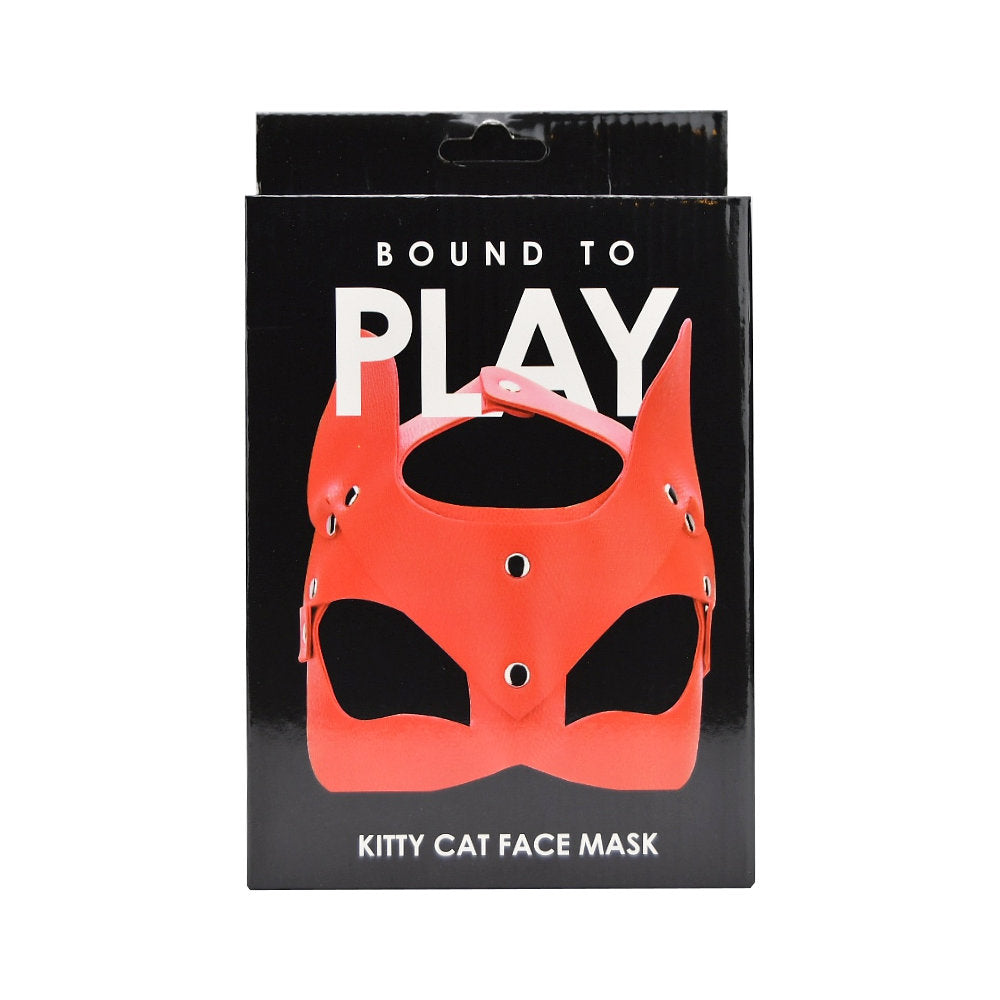 Bound to Play Kitty Cat Face Mask (Red) – Adjustable PU Leather Mask > Bondage Gear > Masks
