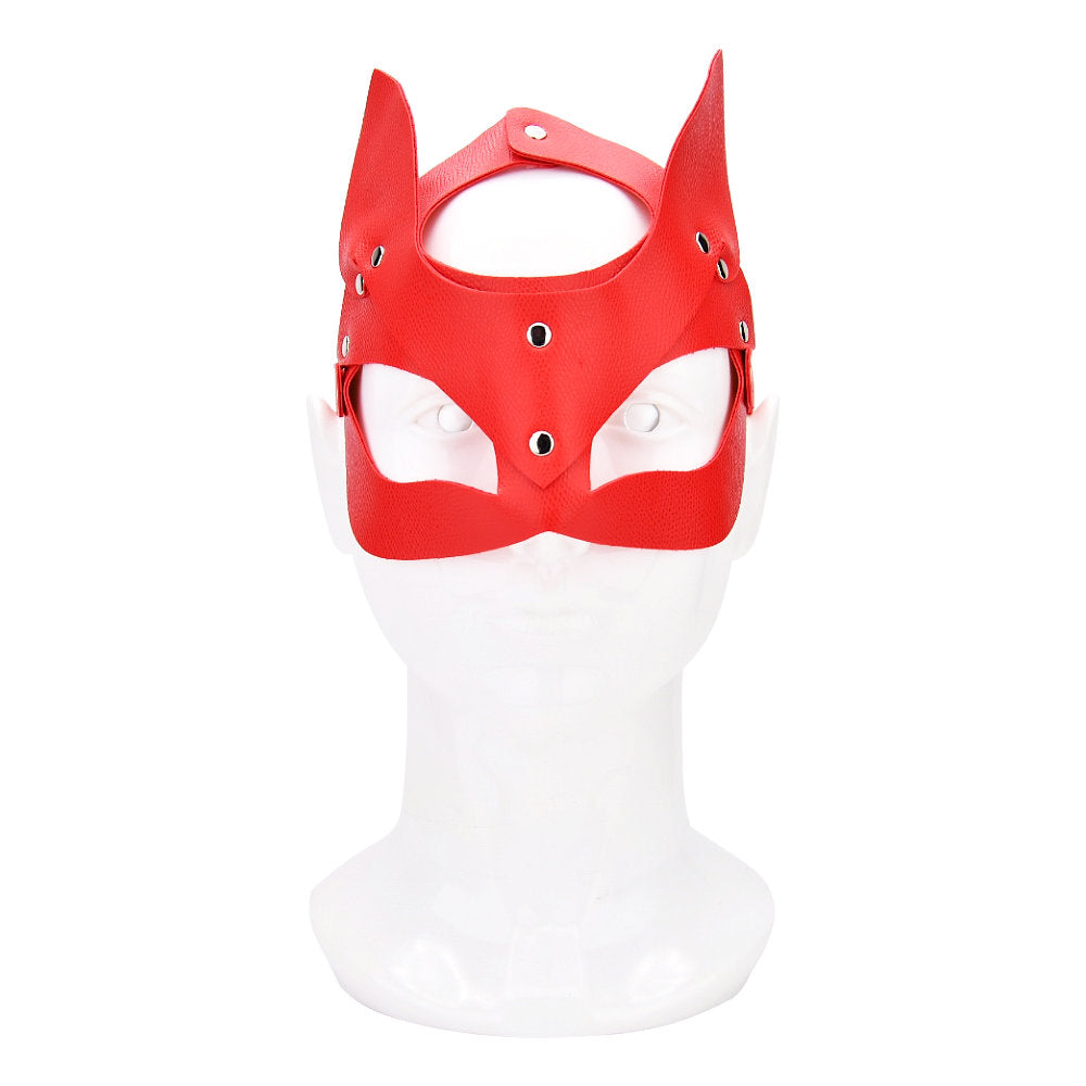 Bound to Play Kitty Cat Face Mask (Red) – Adjustable PU Leather Mask Default Title > Bondage Gear > Masks