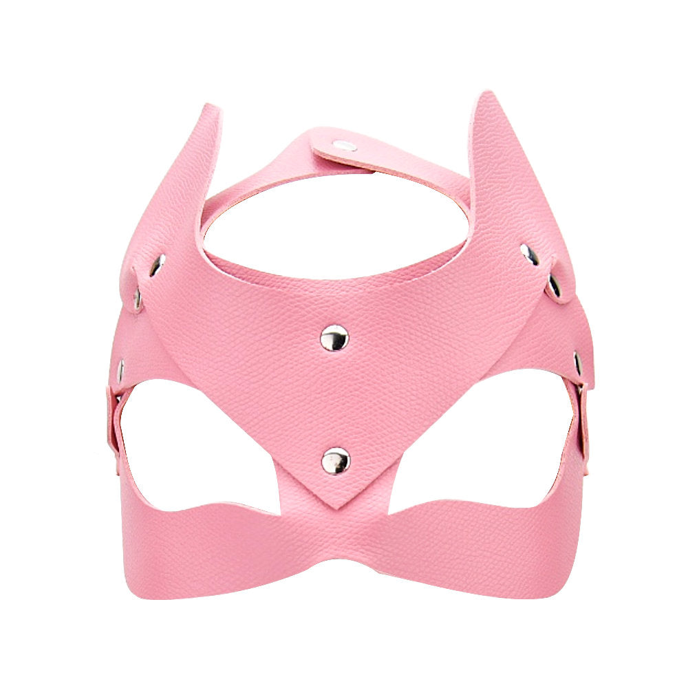 Bound to Play Kitty Cat Face Mask (Pink) – Adjustable PU Leather Mask Masks