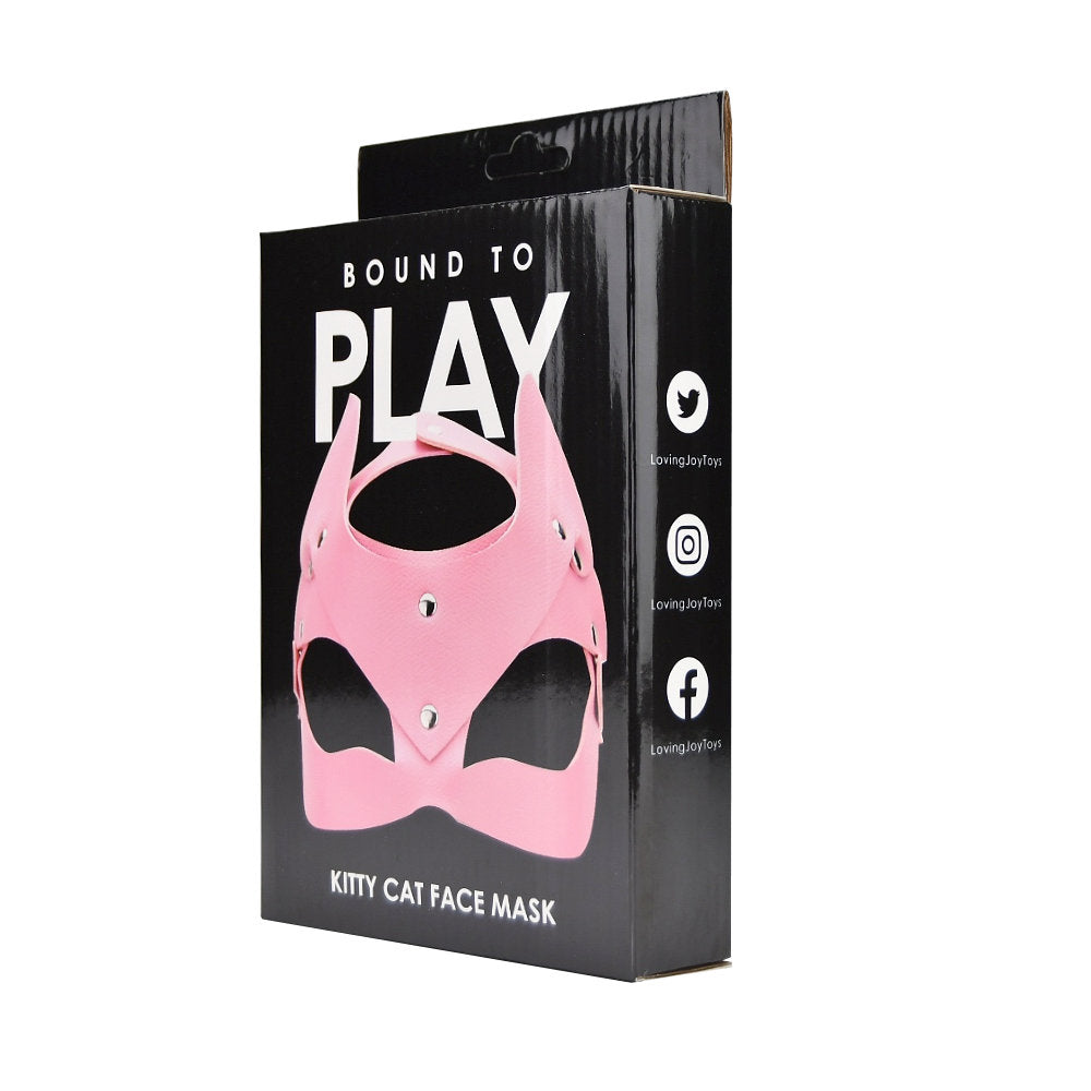 Bound to Play Kitty Cat Face Mask (Pink) – Adjustable PU Leather Mask Masks