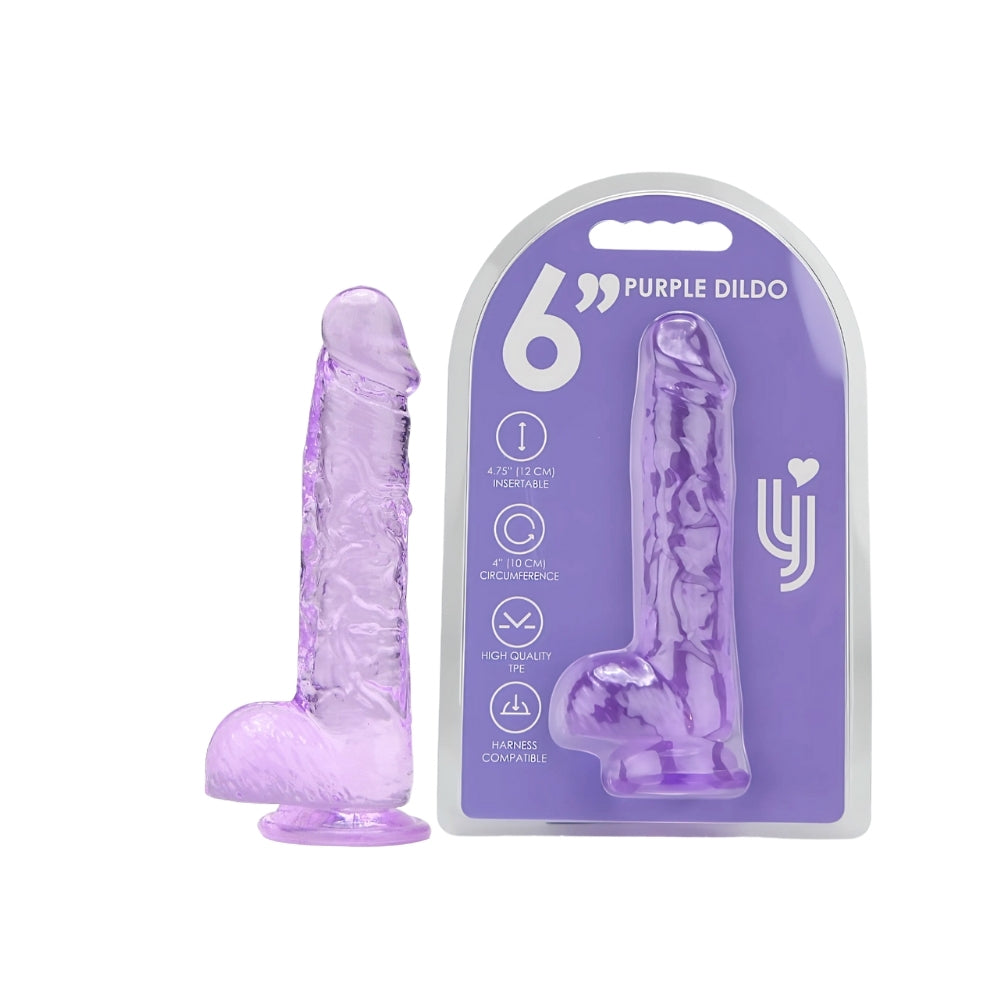Loving Joy 6.5 Inch Dildo with Balls (Purple) – Realistic Suction Cup Dildo 6.5 Inch Length 1.25 Inch Diameter > Dildos > Slim Dildos