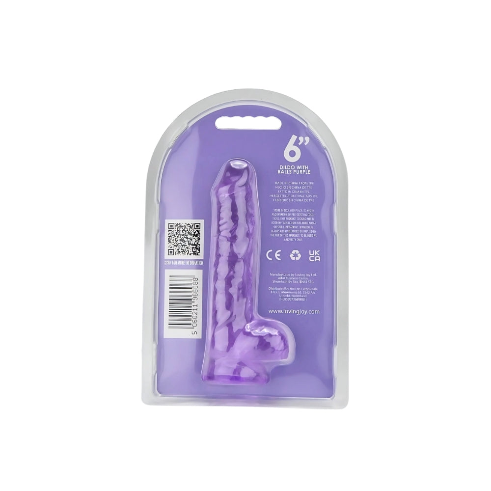 Loving Joy 6.5 Inch Dildo with Balls (Purple) – Realistic Suction Cup Dildo 6.5 Inch Length 1.25 Inch Diameter DONGS