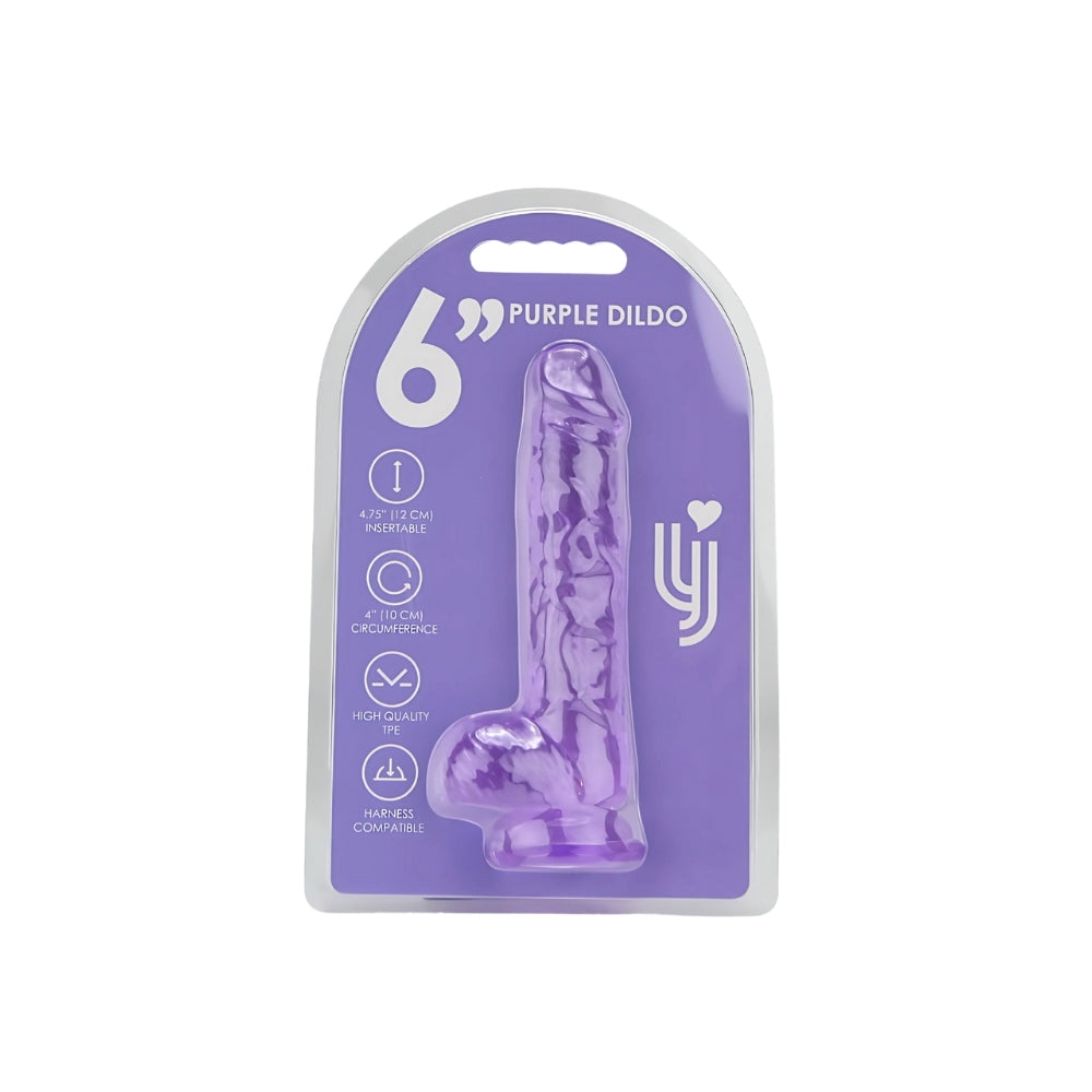 Loving Joy 6.5 Inch Dildo with Balls (Purple) – Realistic Suction Cup Dildo 6.5 Inch Length 1.25 Inch Diameter > Dildos > Slim Dildos