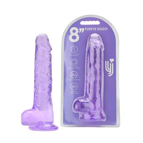 Loving Joy 8.5 Inch Purple Dildo with Balls – Realistic Suction Cup Dildo 8.5 Inch Length 1.5 Inch Diameter DONGS