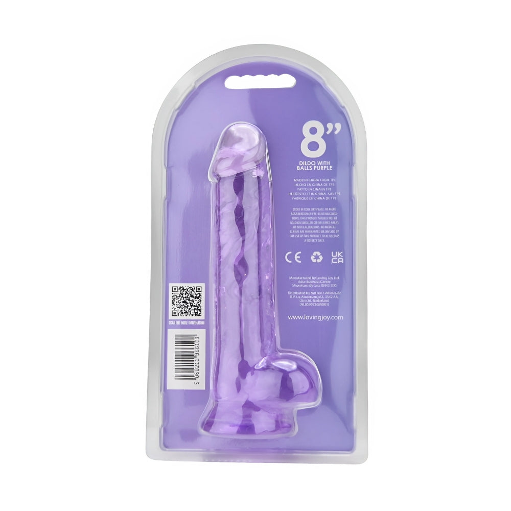 Loving Joy 8.5 Inch Purple Dildo with Balls – Realistic Suction Cup Dildo 8.5 Inch Length 1.5 Inch Diameter DONGS