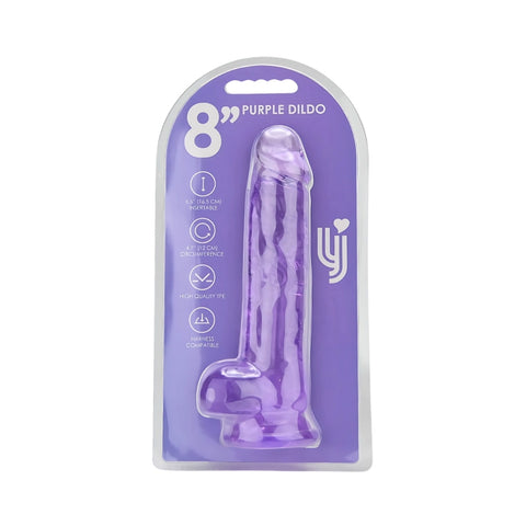 Loving Joy 8.5 Inch Purple Dildo with Balls – Realistic Suction Cup Dildo 8.5 Inch Length 1.5 Inch Diameter DONGS
