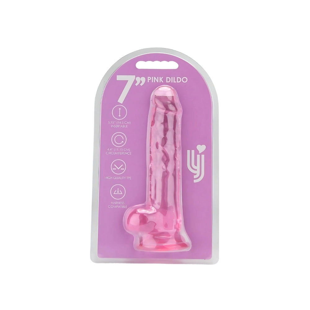 Loving Joy 7.5 Inch Dildo with Balls (Pink) – Realistic Dildo 7.5 Inch Length 1.4 Inch Diameter DONGS