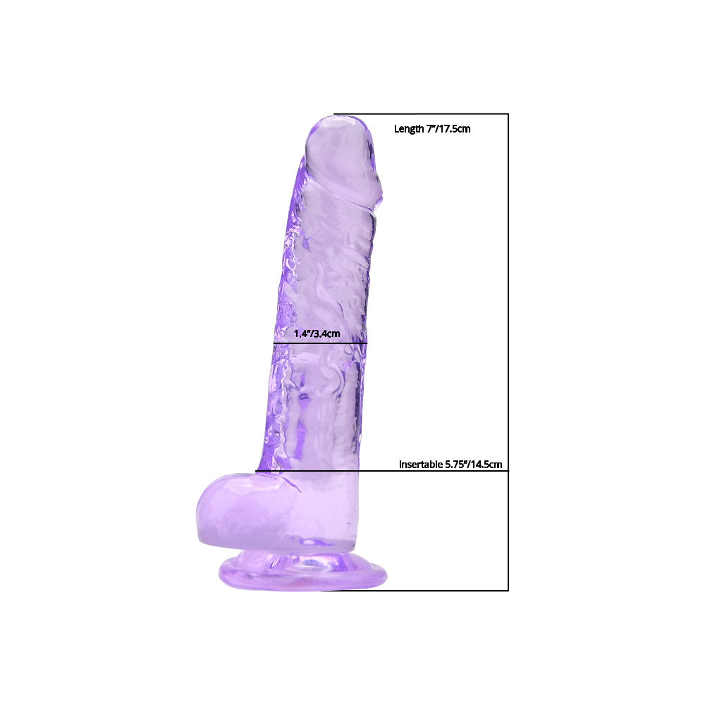 Loving Joy 7.5 Inch Dildo with Balls (Purple) – Realistic Suction Cup Dildo 7.5 Inch Length 1.4 Inch Diameter DONGS