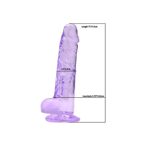 Loving Joy 7.5 Inch Dildo with Balls (Purple) – Realistic Suction Cup Dildo 7.5 Inch Length 1.4 Inch Diameter DONGS