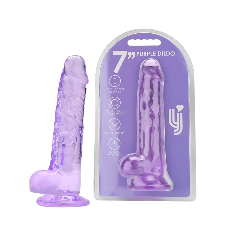 Loving Joy 7.5 Inch Dildo with Balls (Purple) – Realistic Suction Cup Dildo 7.5 Inch Length 1.4 Inch Diameter DONGS