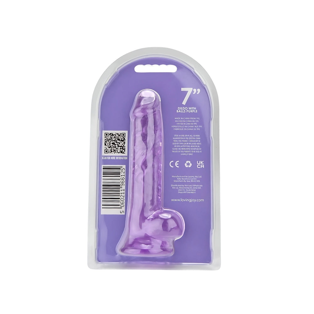 Loving Joy 7.5 Inch Dildo with Balls (Purple) – Realistic Suction Cup Dildo 7.5 Inch Length 1.4 Inch Diameter DONGS