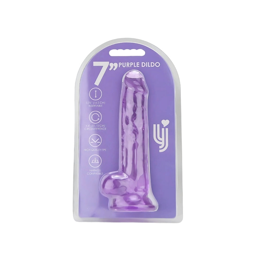 Loving Joy 7.5 Inch Dildo with Balls (Purple) – Realistic Suction Cup Dildo 7.5 Inch Length 1.4 Inch Diameter DONGS