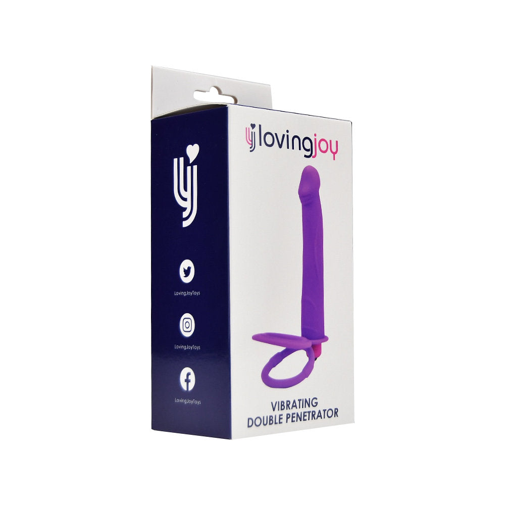 Loving Joy Double Penetration Strap-On Vibrator – Silicone Vibrating Dildo 5 Inch Length 3 Inch Diameter Cock Rings Vibrating