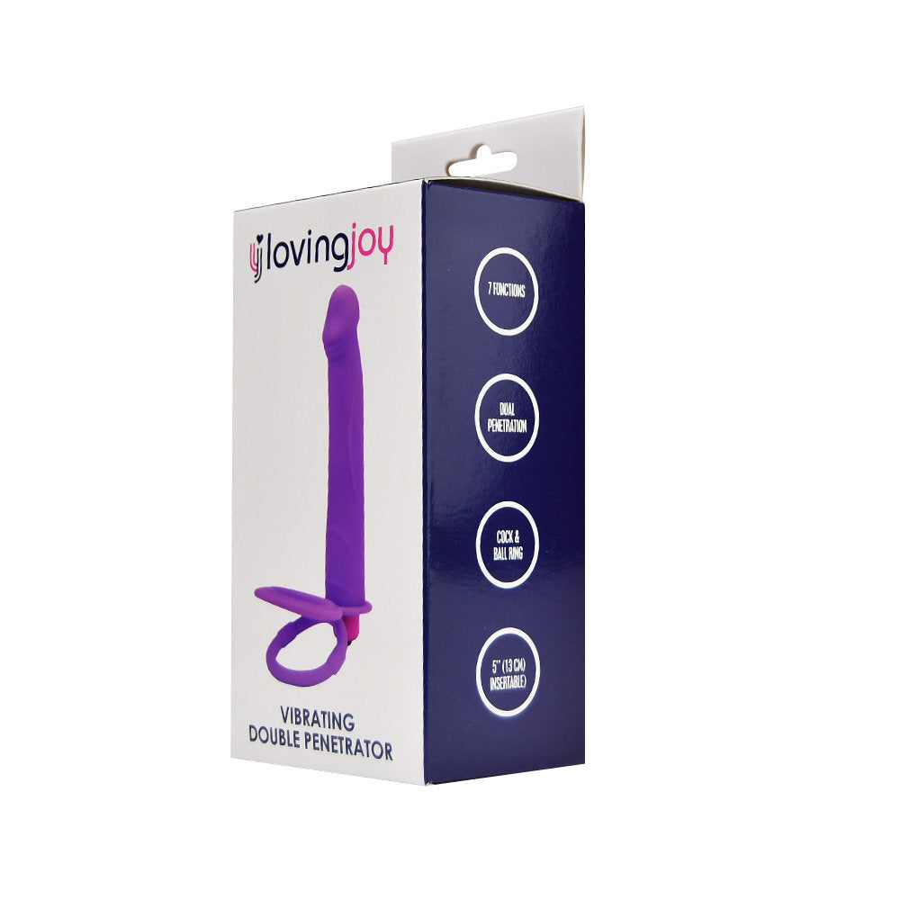 Loving Joy Double Penetration Strap-On Vibrator – Silicone Vibrating Dildo 5 Inch Length 3 Inch Diameter Cock Rings Vibrating