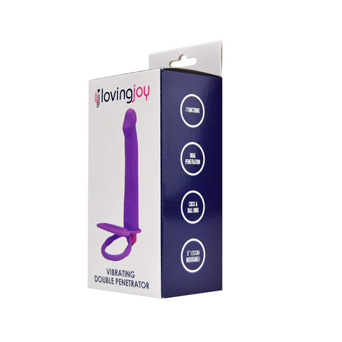 Loving Joy Double Penetration Strap-On Vibrator – Silicone Vibrating Dildo 5 Inch Length 3 Inch Diameter Cock Rings Vibrating