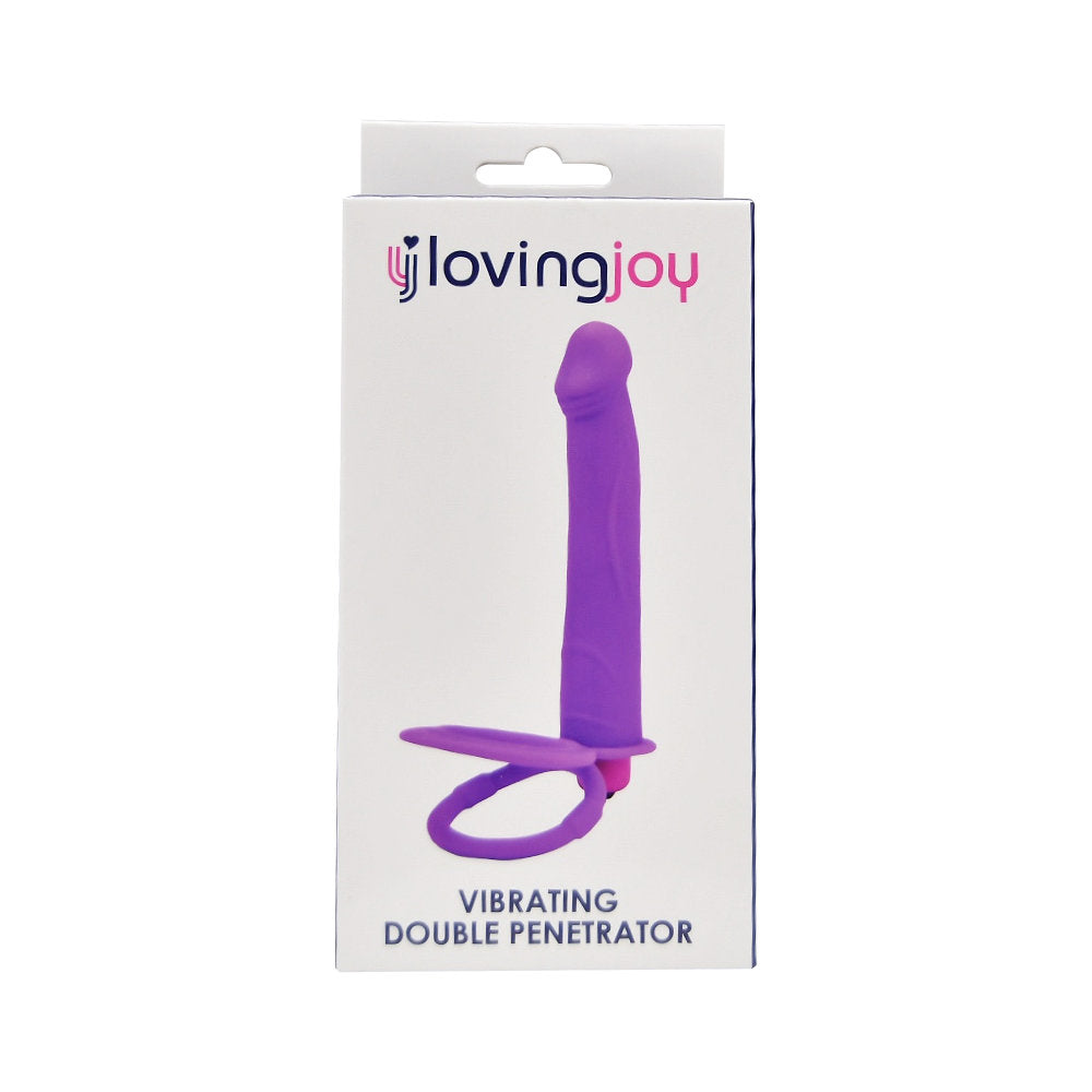 Loving Joy Double Penetration Strap-On Vibrator – Silicone Vibrating Dildo 5 Inch Length 3 Inch Diameter Cock Rings Vibrating