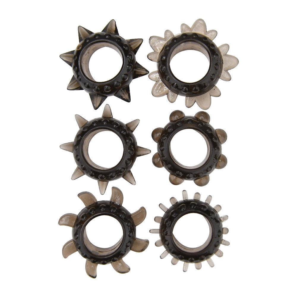 Loving Joy Textured Cock Ring Set – Stretch TPE Cock Rings Pack of 6 Default Title > Cock Ring > Sets