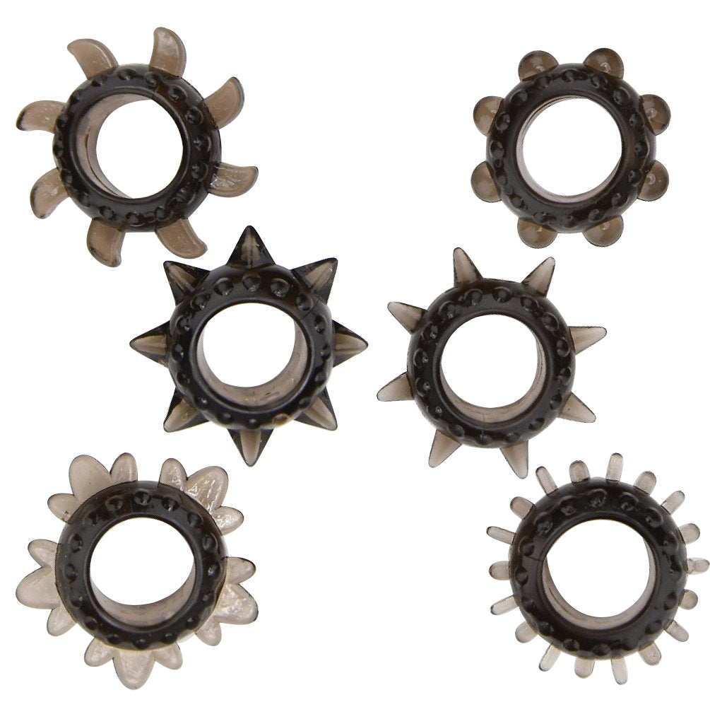 Loving Joy Textured Cock Ring Set – Stretch TPE Cock Rings Pack of 6 > Cock Ring > Sets