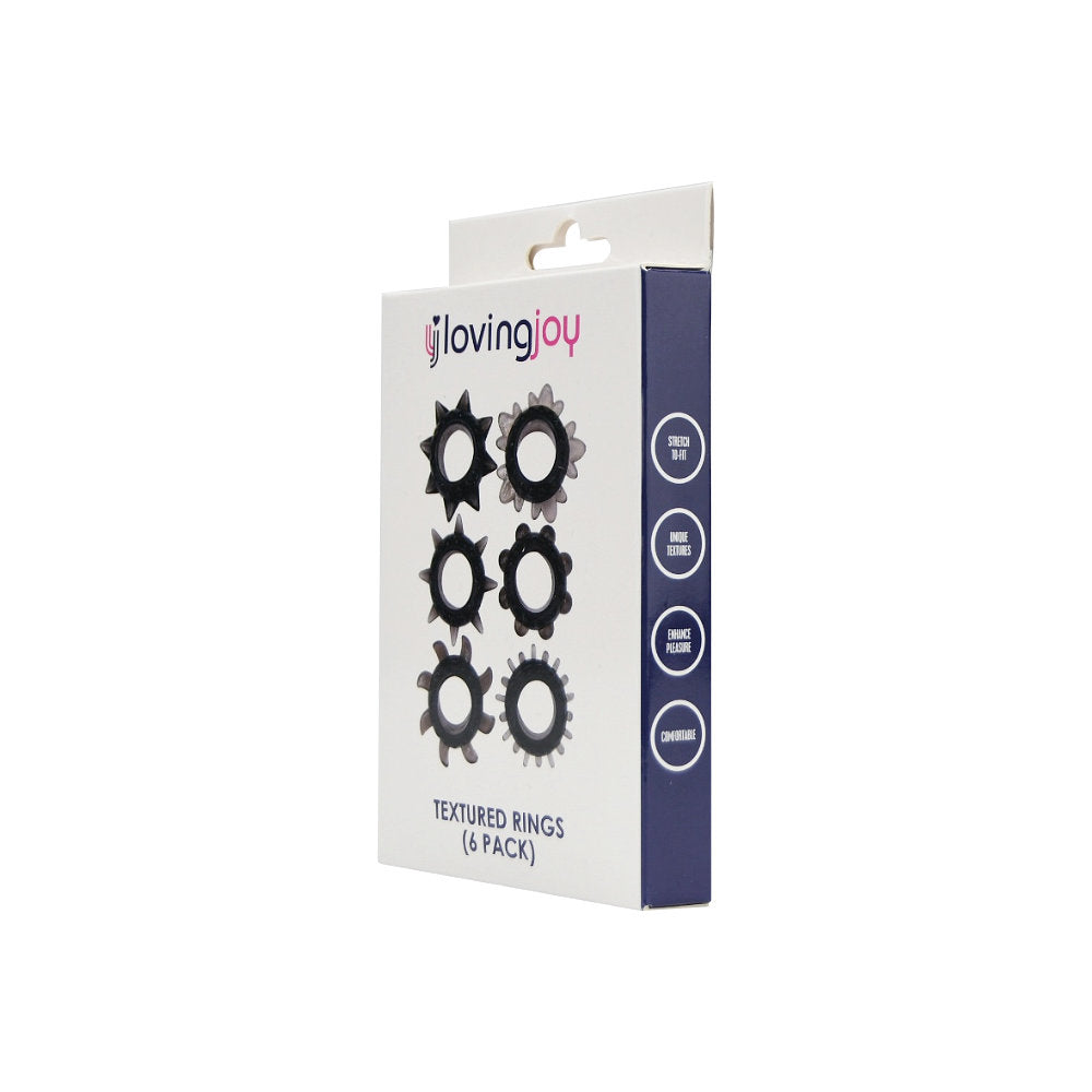 Loving Joy Textured Cock Ring Set – Stretch TPE Cock Rings Pack of 6 > Cock Ring > Sets
