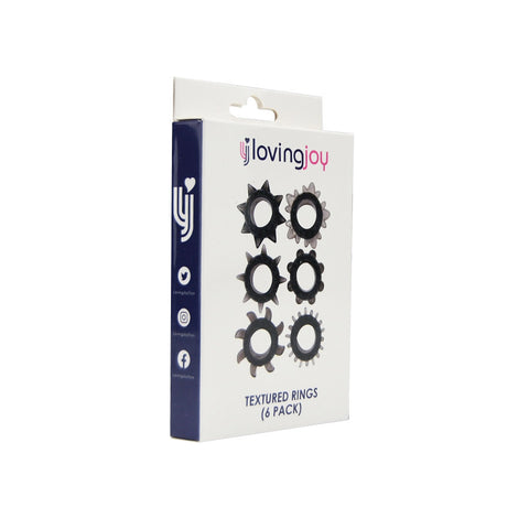 Loving Joy Textured Cock Ring Set – Stretch TPE Cock Rings Pack of 6 COCK RINGS
