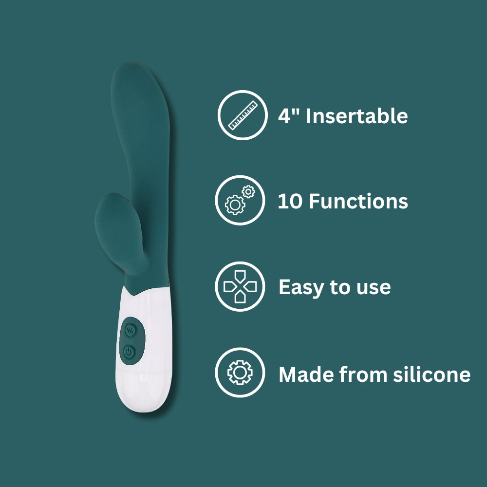 Jessica Rabbit Slimline Rabbit Vibrator – Silicone 10 Functions 7.5 Inch Total Length Rabbit Vibrator VIBRATORS-RABBIT