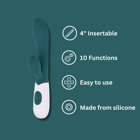 Jessica Rabbit Slimline Rabbit Vibrator – Silicone 10 Functions 7.5 Inch Total Length Rabbit Vibrator VIBRATORS-RABBIT