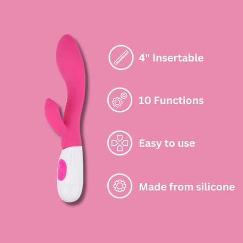 Jessica Rabbit G-Spot Rabbit Vibrator – Slimline 10-Function Silicone Rabbit Vibrator 7.75 Inches Insertable Length VIBRATORS-RABBIT
