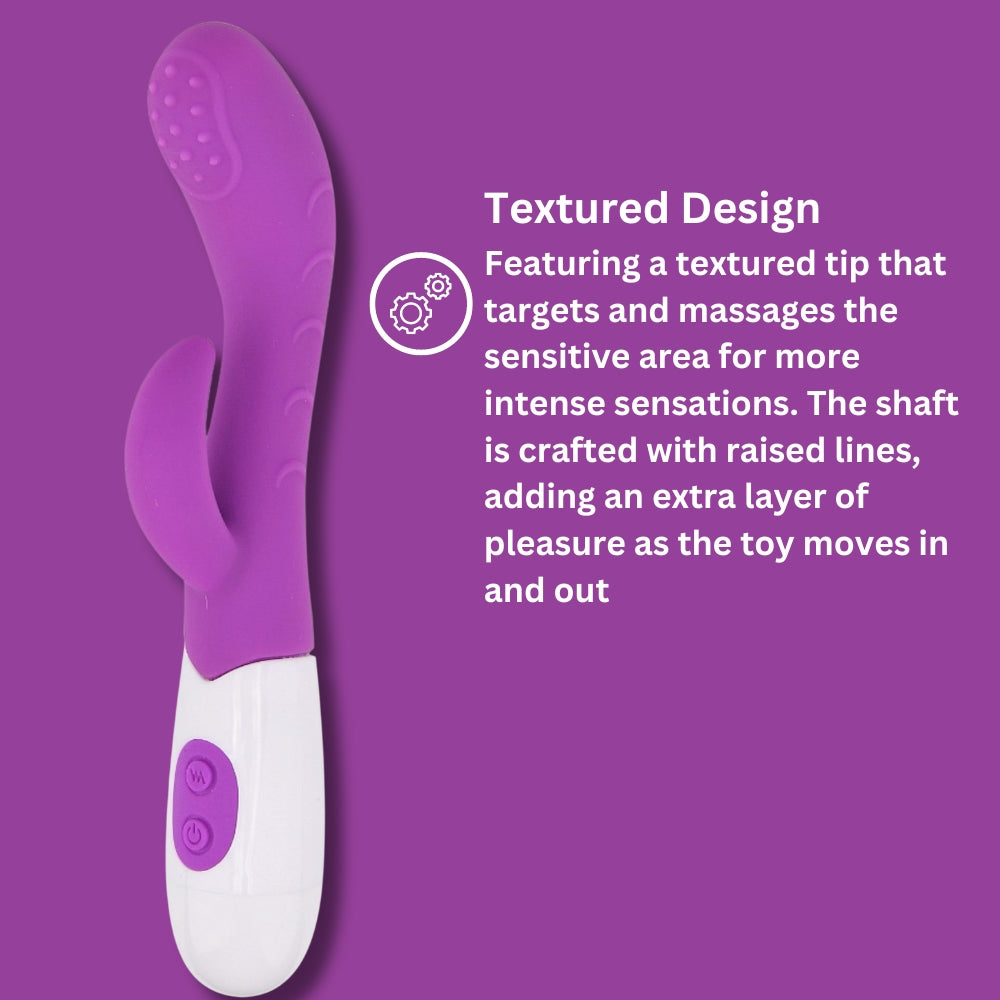 Jessica Rabbit Textured Vibrator – Silicone, 10 Functions, Curved Shaft > Vibrators > Ladies > Rabbit