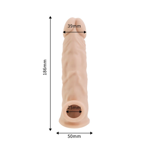 Rev-Sleeves 8.5 Inch Realistic Silicone Penis Extension Sleeve – Stretchy Fit Silicone Penis Extension Sleeve SLEEVES