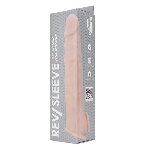 Rev-Sleeves 8.5 Inch Realistic Silicone Penis Extension Sleeve – Stretchy Fit Silicone Penis Extension Sleeve SLEEVES