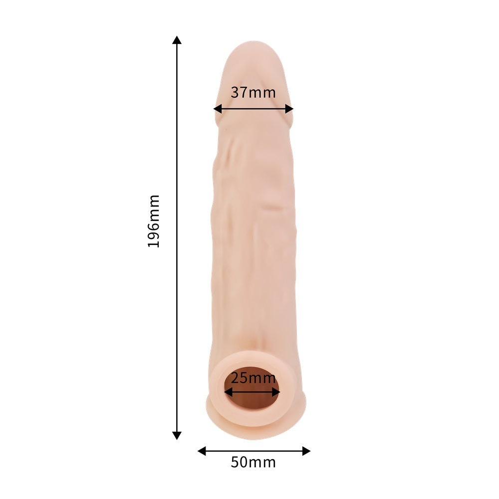 Rev-Sleeves 8 Inch Realistic Silicone Penis Extension Sleeve – Stretchy Silicone Penis Extension Sleeve > Sex Toys For Men > Penis Sleeves