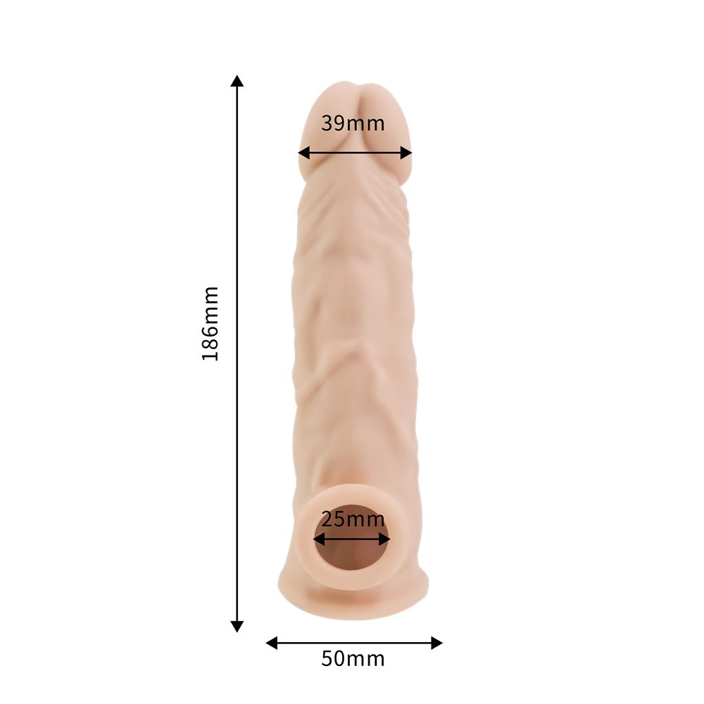Rev-Sleeves 7.5 Inch Girthy Realistic Silicone Penis Extension Sleeve – Stretchy Fit Penis Extension Sleeve > Sex Toys For Men > Penis Sleeves