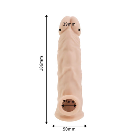 Rev-Sleeves 7.5 Inch Girthy Realistic Silicone Penis Extension Sleeve – Stretchy Fit Penis Extension Sleeve SLEEVES