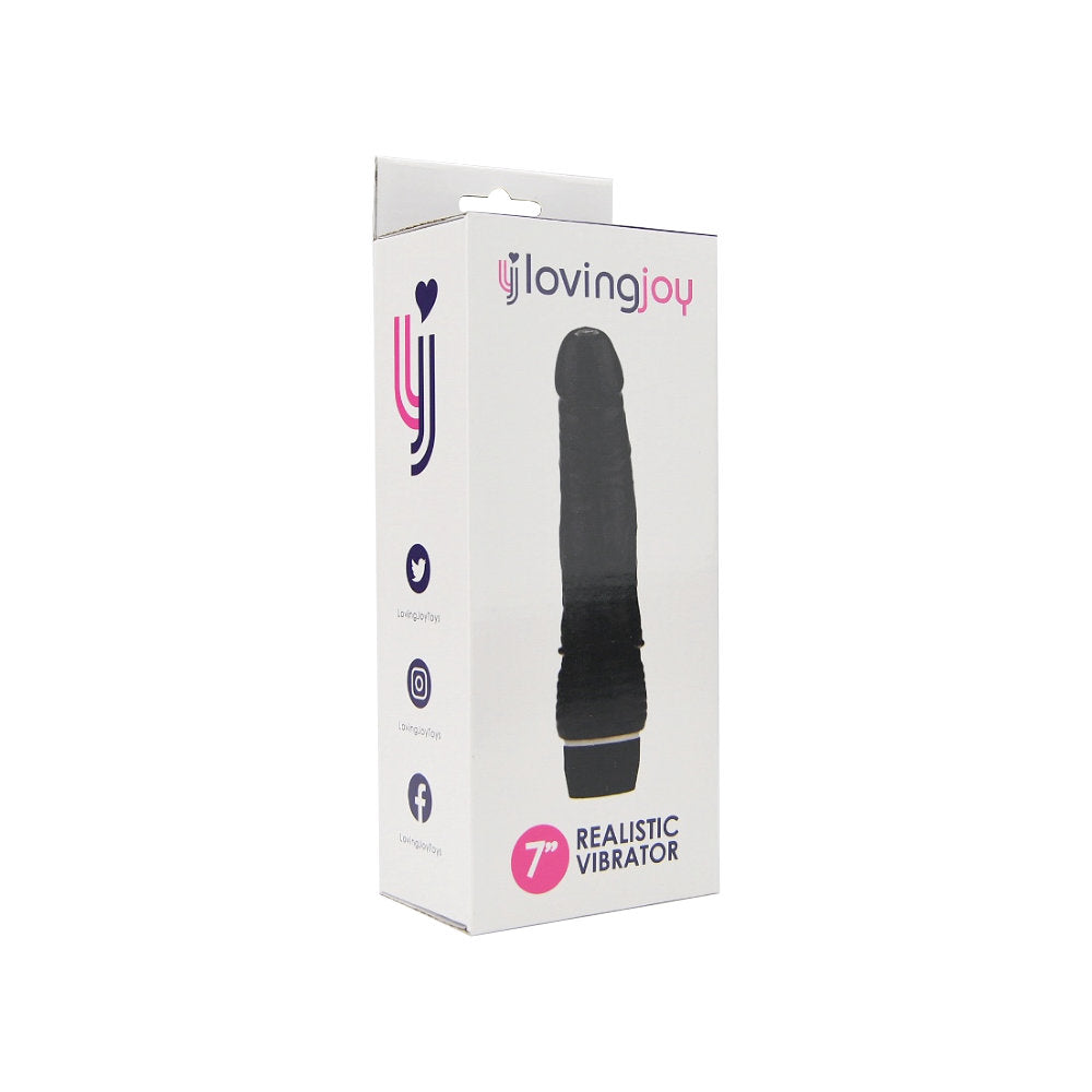 Loving Joy 7 Inch Realistic Vibrator (Black) – Waterproof Multi-Speed Vibrator > Realistic Dildos and Vibes > Realistic Vibrators