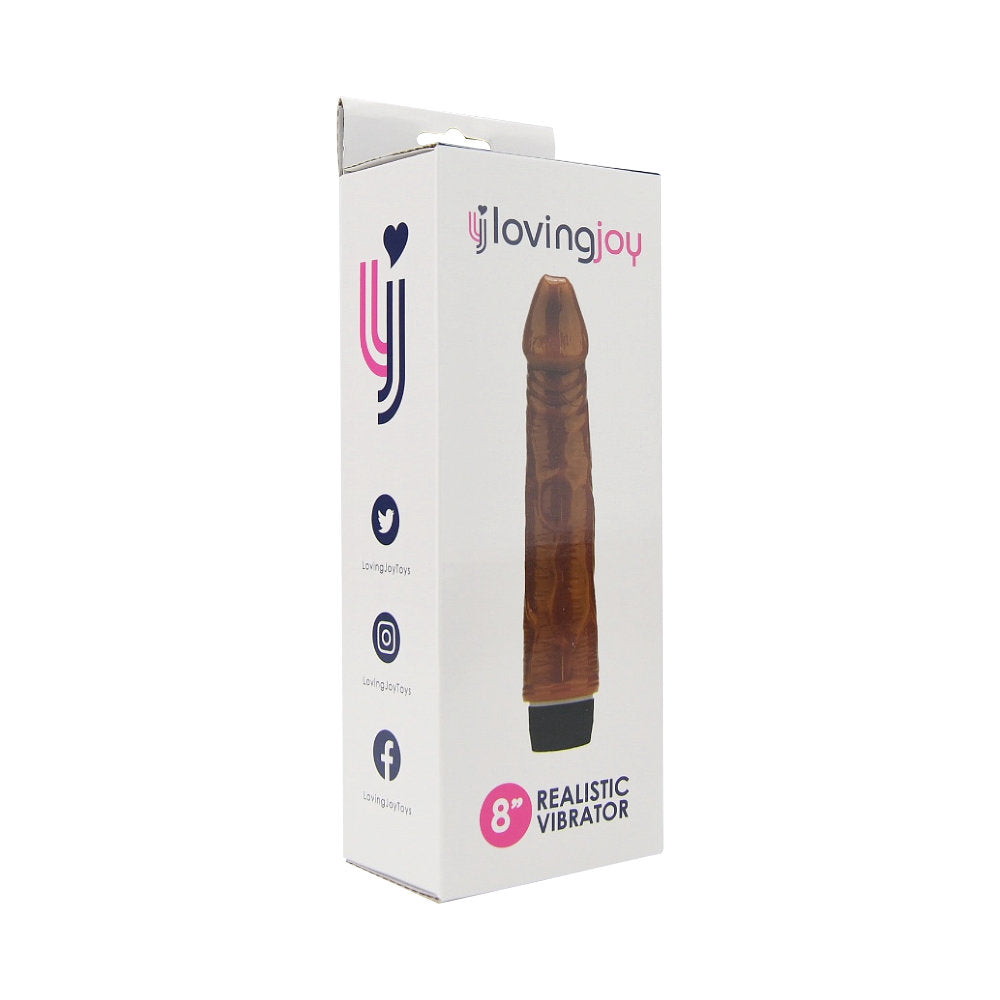 Loving Joy 8.5 Inch Realistic Vibrator (Brown) – Waterproof Multi-Speed Vibrator > Realistic Dildos and Vibes > Realistic Vibrators