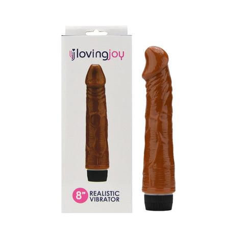 Loving Joy 8.5 Inch Realistic Vibrator (Brown) – Waterproof Multi-Speed Vibrator > Realistic Dildos and Vibes > Realistic Vibrators