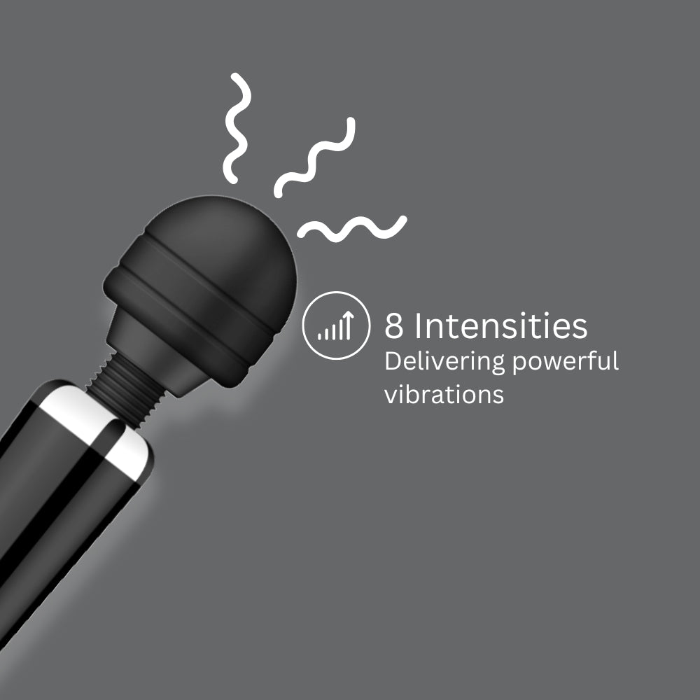 Loving Joy Rechargeable Magic Wand Vibrator (Black) – 20 Mode Rechargeable Vibrator Electric Massager