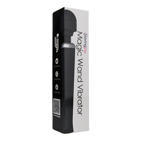 Loving Joy Rechargeable Magic Wand Vibrator (Black) – 20 Mode Rechargeable Vibrator Electric Massager
