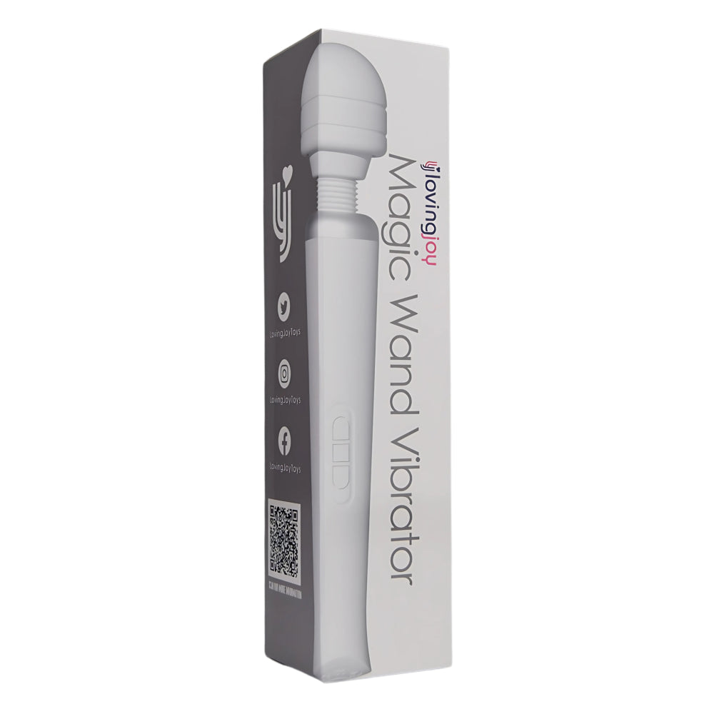 Loving Joy Rechargeable Magic Wand Vibrator (White) – Large Vibrator With 20 Modes > Sex Toys > Massage Wands