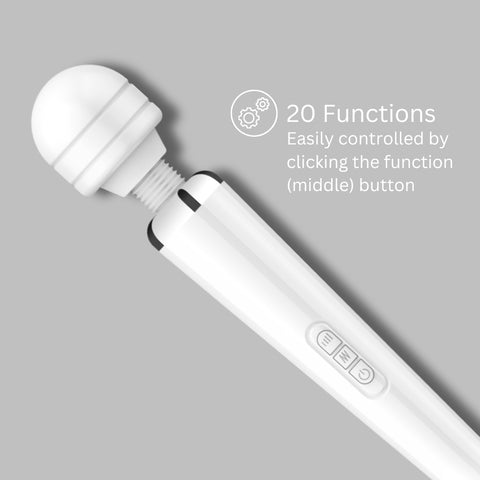 Loving Joy Rechargeable Magic Wand Vibrator (White) – Large Vibrator With 20 Modes Electric Massager