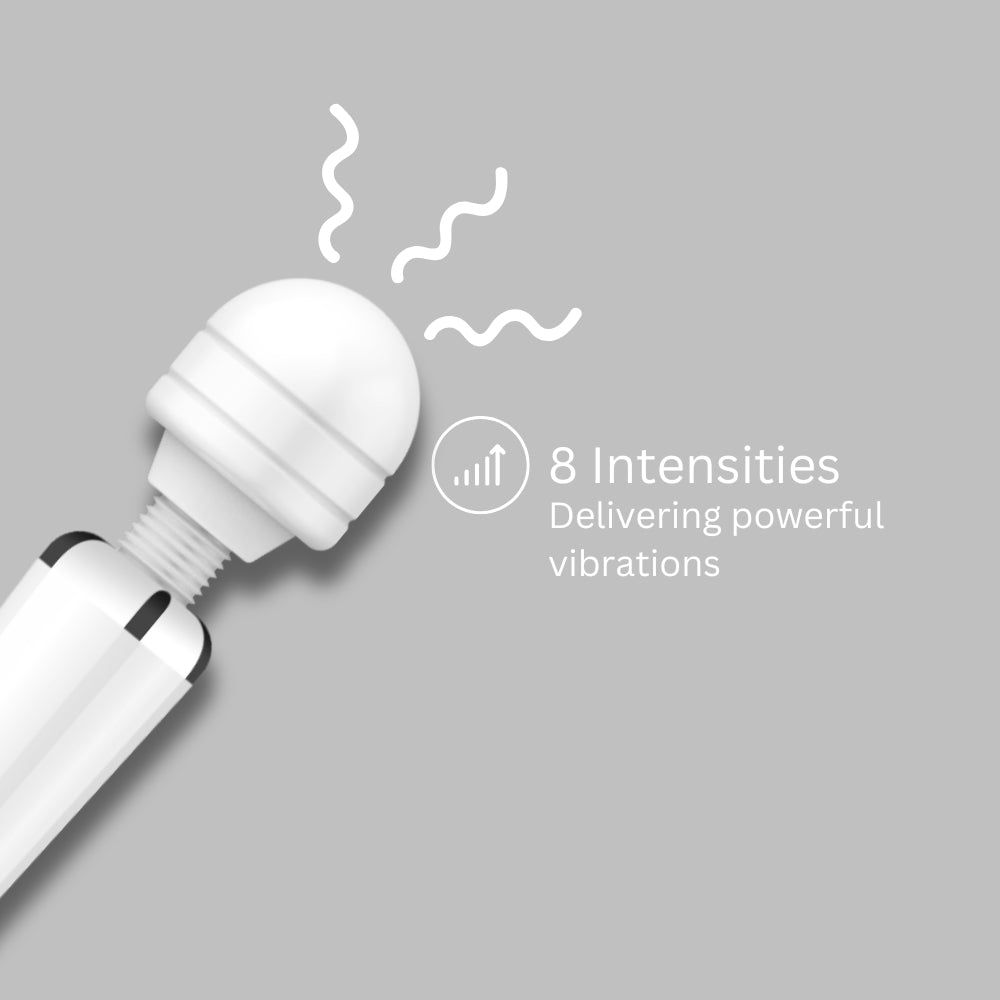 Loving Joy Rechargeable Magic Wand Vibrator (White) – Large Vibrator With 20 Modes Electric Massager