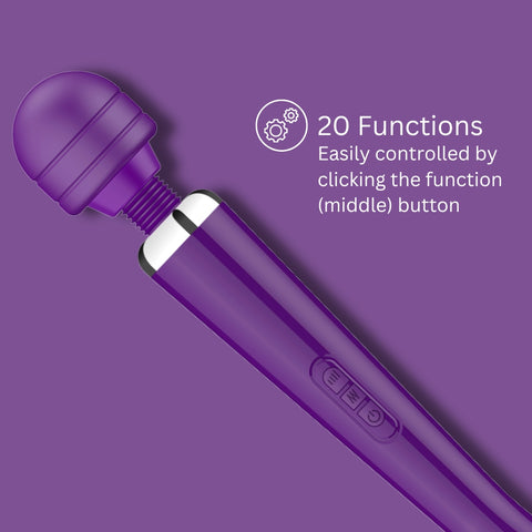 Loving Joy Rechargeable Magic Wand Vibrator (Purple) – 20 Modes Vibrator Electric Massager