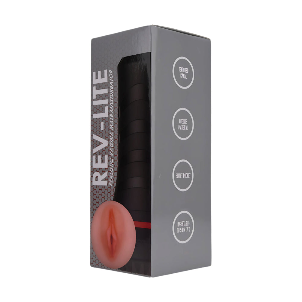 Rev-Lite Realistic Vagina Male Masturbator (7 Inch Insertable) – Textured Sleeve Masturbator Strokers - Manual