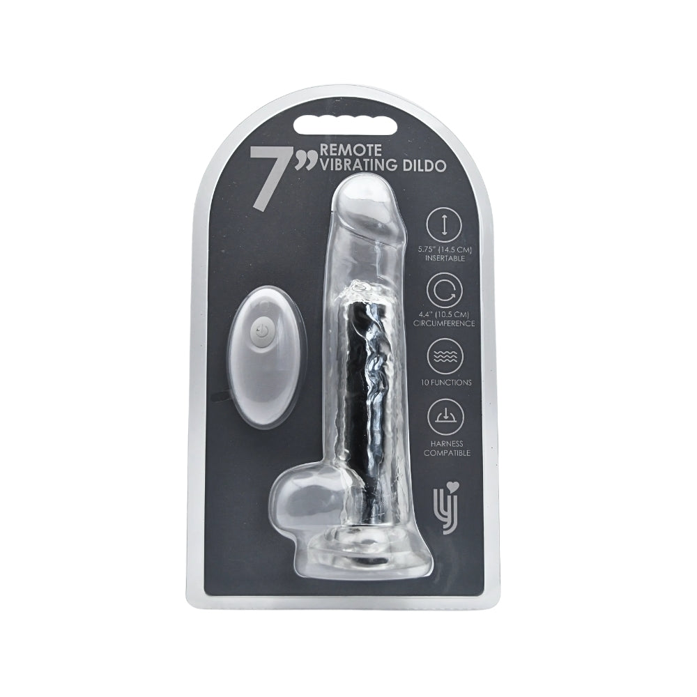 Loving Joy 7 Inch Vibrating Dildo (Transparent) – Remote-Controlled Dildo 7.5 Inch Length 1.4 Inch Diameter > Vibrators > Realistic Vibrators